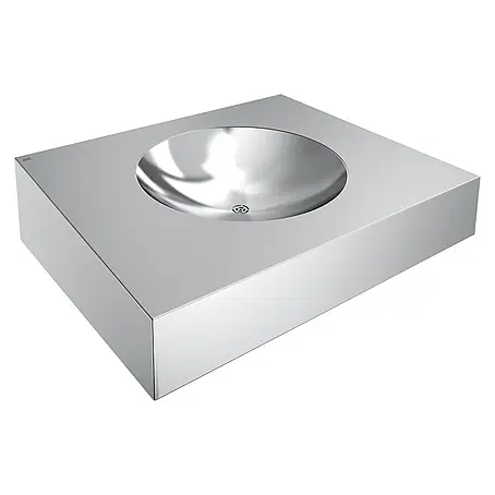 KWC  Waschtisch KWC AR Einzelwaschtisch, ANIMA, Edelstahl, 600x160x500 mm, ohne Hahnloch