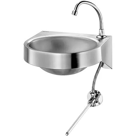 Delabie  Waschtisch Delabie WT GENOU m. Kniebet. wandh. Hl. D 22 mm re Edst. 1.4301 sat