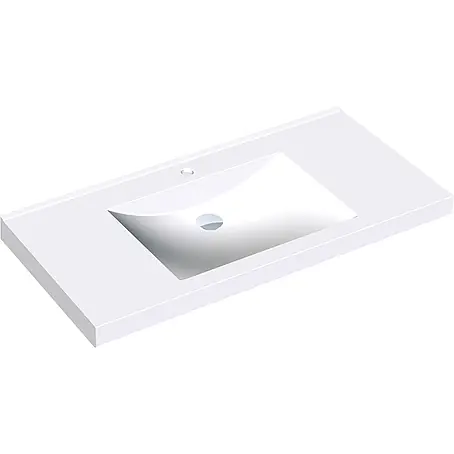 KWC  Waschtisch KWC AR Einzelwaschtisch, QUADRO, MIRANIT, 1000x125x530 mm, Mulde re-eckig