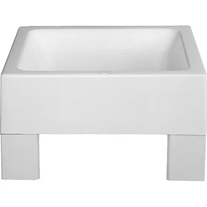 KWC Fußbadewanne KWC AR Fußwanne, SIRIUS, MIRANIT, 570x320x570 mm, Eckfüße - 35 x 58 cm, kunstharzgebundener Mineralwerkstoff MIRANIT, Alpinweiß - Weißes Keramik-Freistehbecken mit tiefem rechteckigem Becken und integrierten Standfüßen.