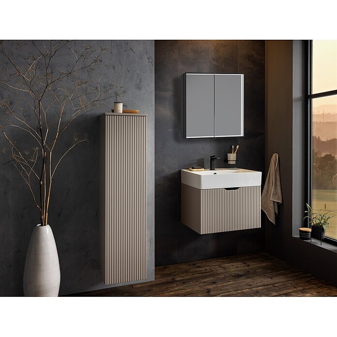Camargue Vio Midischrank (B x T x H: 30,4 x 32,5 x 121,6 cm, Kaschmir, DIN Anschlag: Links) | BAUHAUS