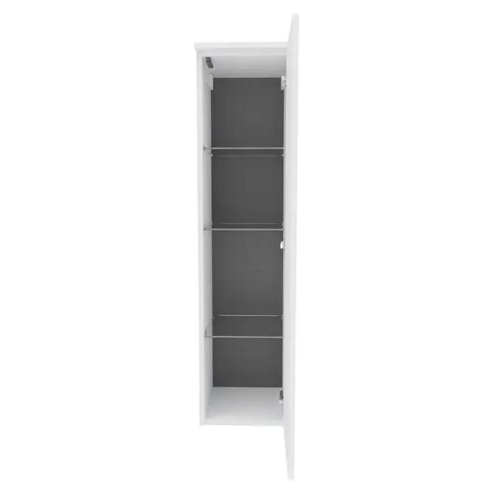 Camargue Vio Midischrank - B x T x H: 30,4 x 32,5 x 121,6 cm, Weiß, DIN Anschlag: Rechts - Weißer offener Wandschrank mit drei Glasböden.