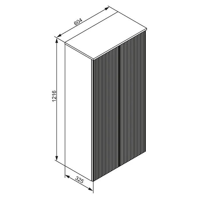 Camargue Vio Midischrank - B x T x H: 60,4 x 32,5 x 121,6 cm, Weiß - Weißer Schrank mit vertikal geriffelten Türen, Maße: 1216mm H x 604mm B x 325mm T.