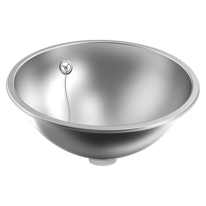 KWC Waschbecken KWC - B x L: 19,3 x 47,5 cm - Metallisch graue Edelstahl-Spülbeckenschale mit Stöpsel und Kette.