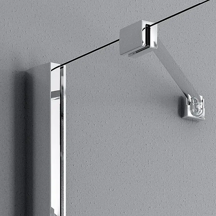 Puk Dusch-Diagonaleinstieg Puk Blies Eckeinstieg / Festteil 1000 / Anschlag links - Chrom, 8 mm - Chrom-Duschwandstütze mit verstellbarem Arm und Spannstange.