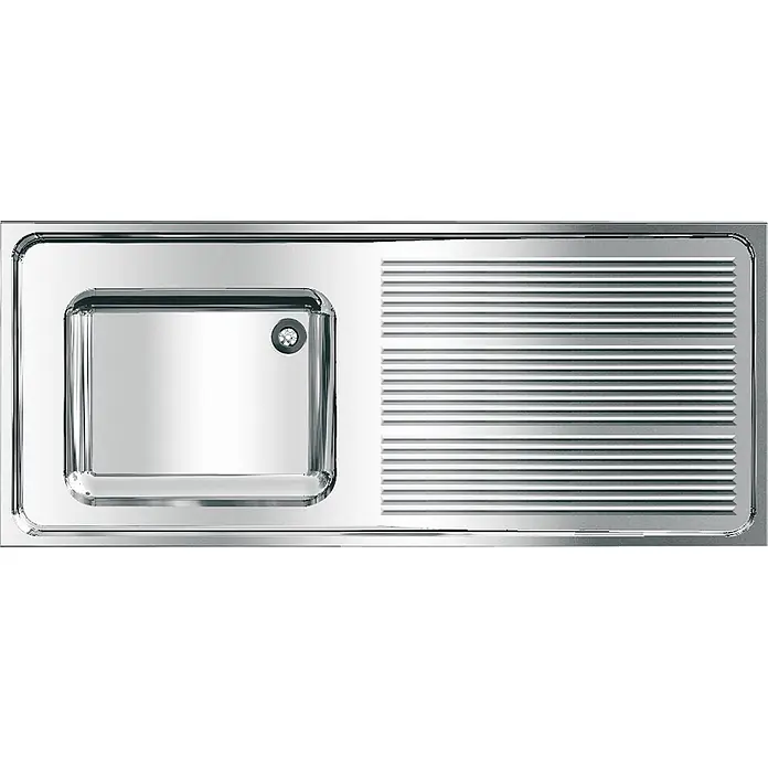 KWC Einbauspüle KWC AR Gewerbespüle, MAXIMA, Edelstahl, 1400x432x600 mm, Tropfteil rechts - 61 x 61 cm - Edelstahl-Küchenspüle mit Einzelbecken und geriffelter Abtropffläche.