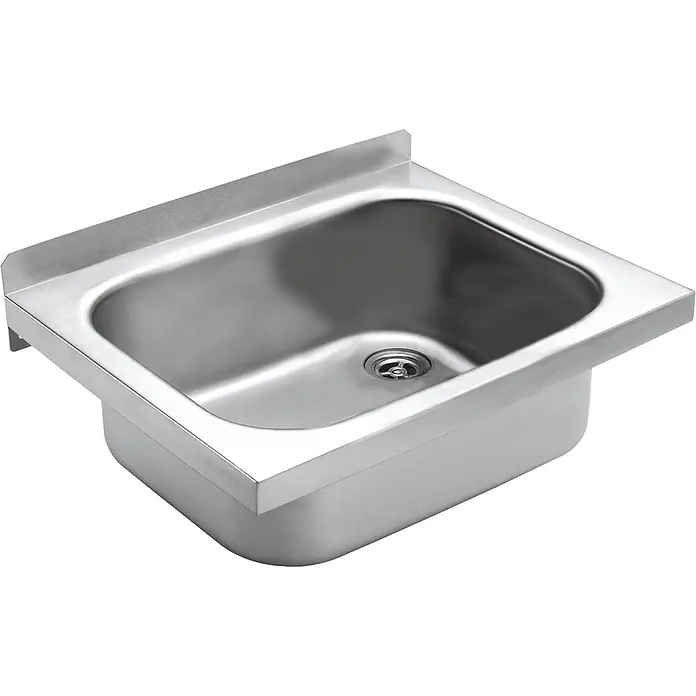 KWC Waschbecken KWC -  - Edelstahl-Spülbecken mit integriertem Spritzschutz und mittigem Abfluss.