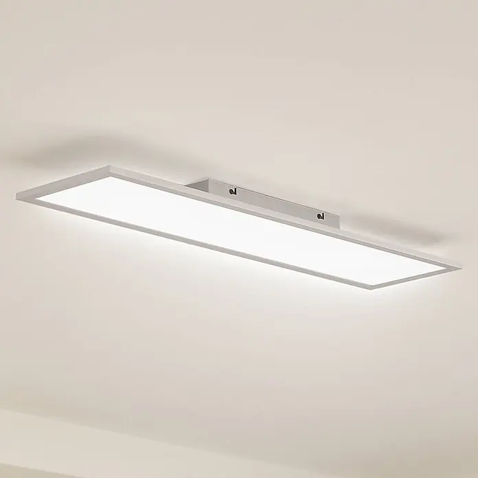 Lindby LED-Panel Enhife - L x B x H: 80 x 20 x 5 cm, weiß / opal, Neutralweiß - Rechteckige weiße LED-Deckenleuchte, bündig montiert.