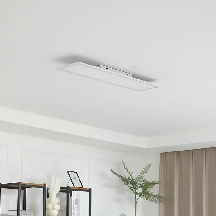 Lindby LED-Panel Enhife - L x B x H: 80 x 20 x 5 cm, weiß / opal, Neutralweiß - Weiße rechteckige LED-Deckenleuchte, schlank und modern.