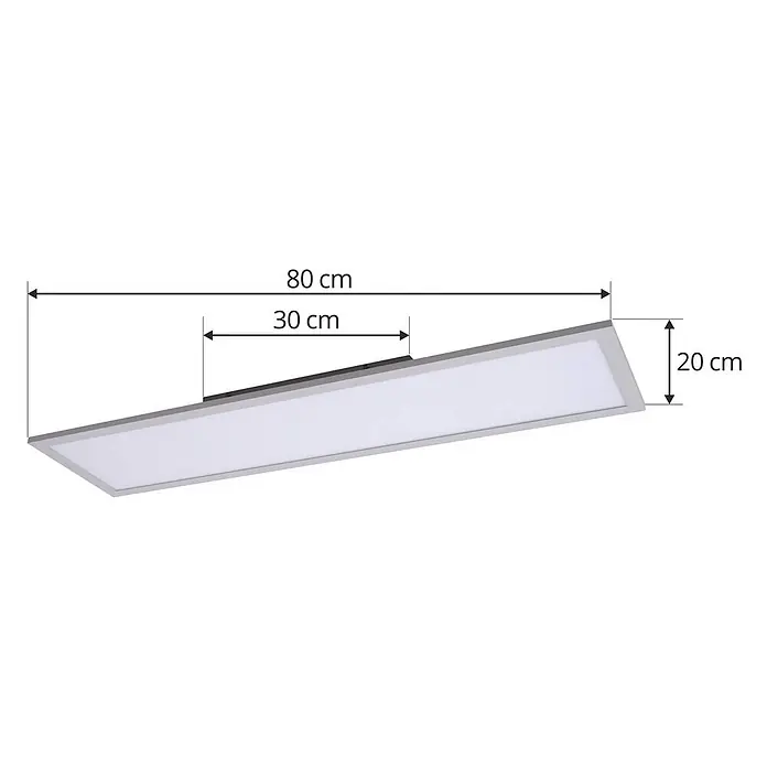 Lindby LED-Panel Enhife - L x B x H: 80 x 20 x 5 cm, weiß / opal, Neutralweiß - Rechteckige LED-Panel-Leuchte mit silbernem Rahmen und weißem Diffusor, 80x20 cm. Inklusive 30 cm langer Montagehalterung.