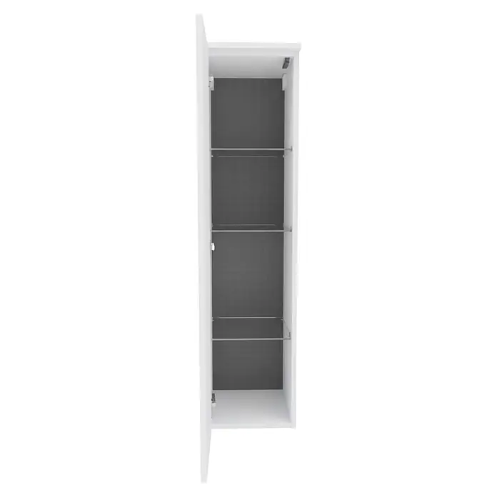 Camargue Vio Midischrank - B x T x H: 30,4 x 32,5 x 121,6 cm, Weiß, DIN Anschlag: Links - Weißer Wandschrank mit offener Tür und drei Glasablagen.