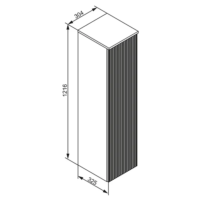 Camargue Vio Midischrank - B x T x H: 30,4 x 32,5 x 121,6 cm, Kaschmir, DIN Anschlag: Links - Hoher, schmaler Schrank, 1216x304x325mm, mit vertikaler Verkleidung.