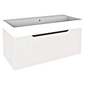 Camargue Vio Badmöbel-Set (Gesamtbreite Badmöbel: 100,6 cm, Weiß, Matt, Inklusive Kunststoffschale und 2 Hahnlöcher) | BAUHAUS