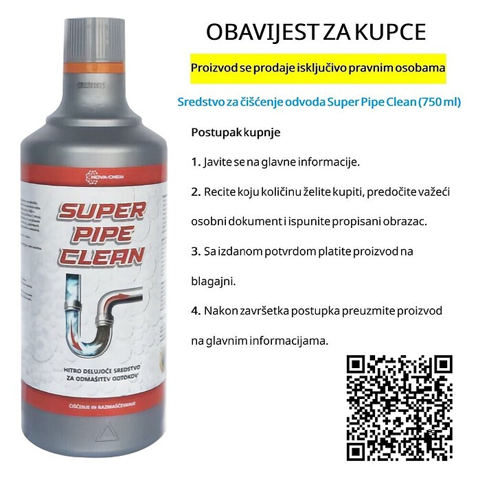 Sredstvo za čišćenje odvoda Super Pipe Clean  (750 ml) | BAUHAUS
