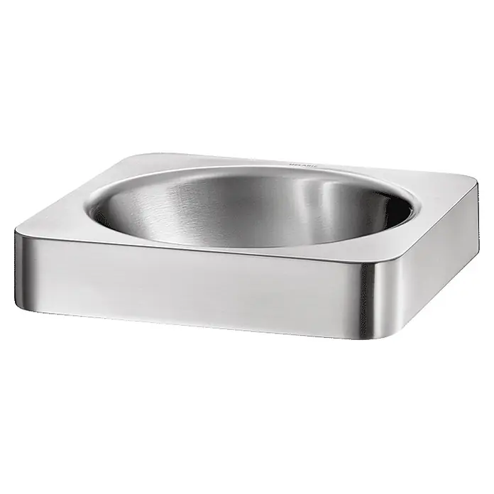 Delabie Waschbecken Delabie - Hahnloch: Mitte, Mit Überlauf, Edelstahl - Quadratisches Waschbecken aus gebürstetem Edelstahl mit runder Innenmulde.