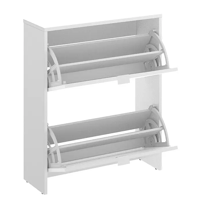Dekit Zapatero Jazz - L x An x Al: 25 x 61 x 76 cm, Blanco - Moderno mueble zapatero blanco con dos compartimentos basculantes para un almacenamiento elegante.