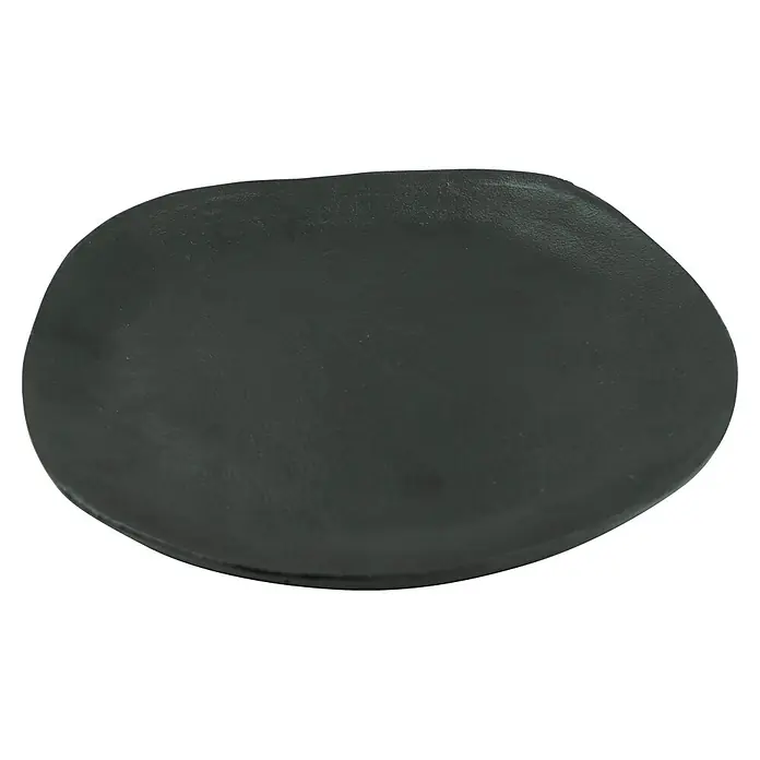 Deko-Teller - Durchmesser: 32 cm, Schwarz - Dunkelgraue, unregelmäßig geformte, leicht texturierte Silikonmatte.
