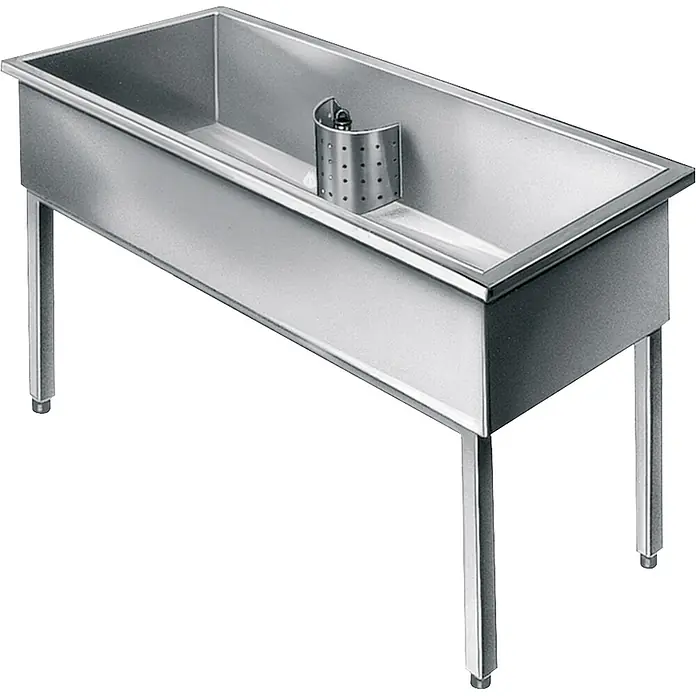 KWC Unterbauwaschbecken KWC AR Werkraumbecken, SIRIUS, Edelstahl, 1000x800x600 mm, Unterbau - 80 x 102 cm, Mit Überlauf - Rechteckiges Edelstahl-Spülbecken mit vier Beinen und perforierter Innentrennwand.