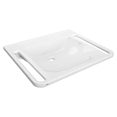 KWC  Unterbauwaschbecken KWC AR Einzelwaschtisch, MEDCARE, MIRANIT, 650x150x550 mm, weiß, Griff