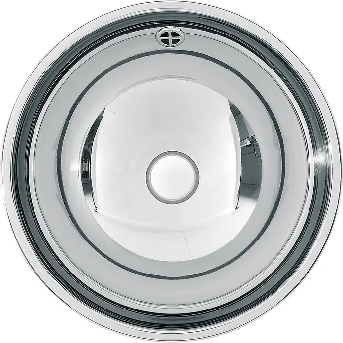 KWC Waschbecken KWC - B x L: 43 x 43 cm, Mit Überlauf, Silber - Runde Spülbeckenschale aus poliertem Edelstahl mit Ablauf und Überlauf.