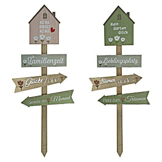 Gartenstecker Wegweiser (L x B x H: 105 x 38 x 2,5 mm, Mehrfarbig, Holz)