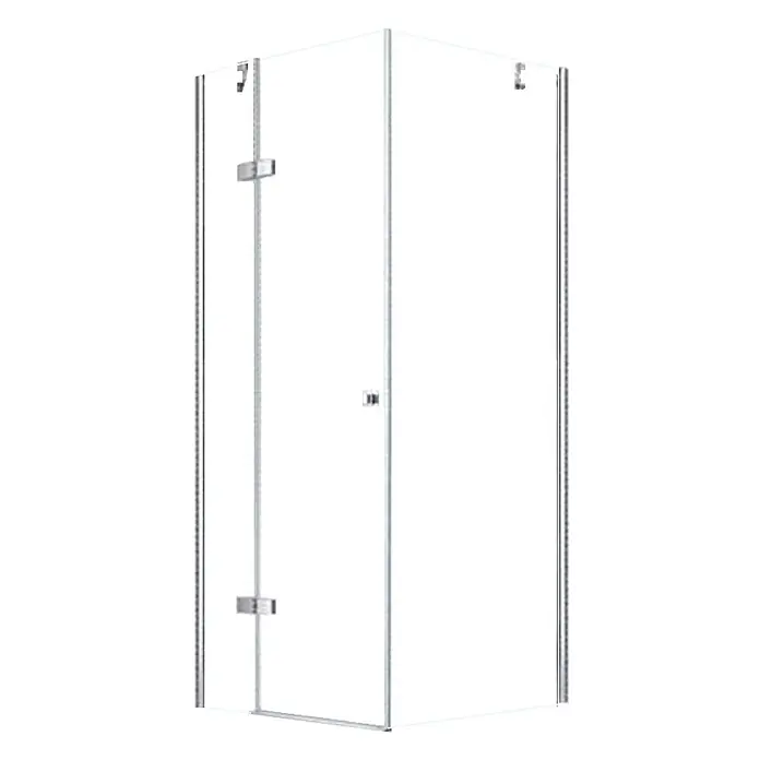 Glaszentrum Hagen Eckdusche 90x90x195 cm Hestia Duschkabine inkl. Tasse + Siphon - 90 x 90 x 195 cm, Imprägniert, Farblos, Stärke: 8 mm - Klare Glas-Eckduschkabine mit Chromscharnieren und Griff.
