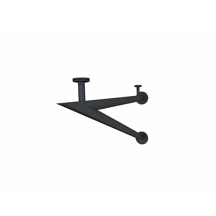 Glaszentrum Hagen Vordach - 200 x 90 x 40 cm, Schwarz - Schwarzer V-förmiger Kleiderständer-Arm mit Wand-/Deckenhalterungen.