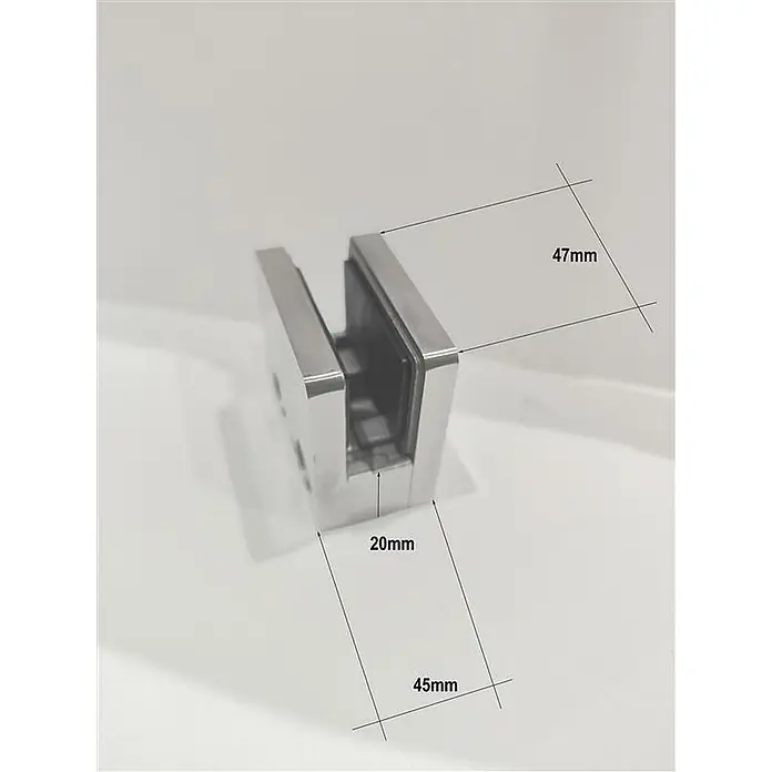 Glaszentrum Hagen Vordach 80x200x80 cm Seitenteil für Vordächer Klar - 80 x 90 x 200 cm, Silber - Gebürstete Edelstahl-Glasklemme, U-förmig mit inneren Gummidichtungen, zur Befestigung von Glasplatten.