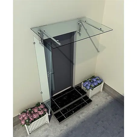 Glaszentrum Hagen  Vordach 80x200x60 cm Seitenteil für Vordächer Klarglas