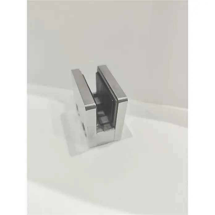 Glaszentrum Hagen Vordach 80x200x80 cm Seitenteil für Vordächer Klar - 80 x 90 x 200 cm, Silber - Silberne U-förmige Glasklemme aus Edelstahl.