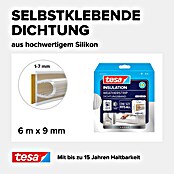 tesa MOLL Silikondichtung Premium Flexible (Transparent, 6 m x 9 mm x 7 mm, Geeignet für: Spaltenbreiten 1 - 7 mm)