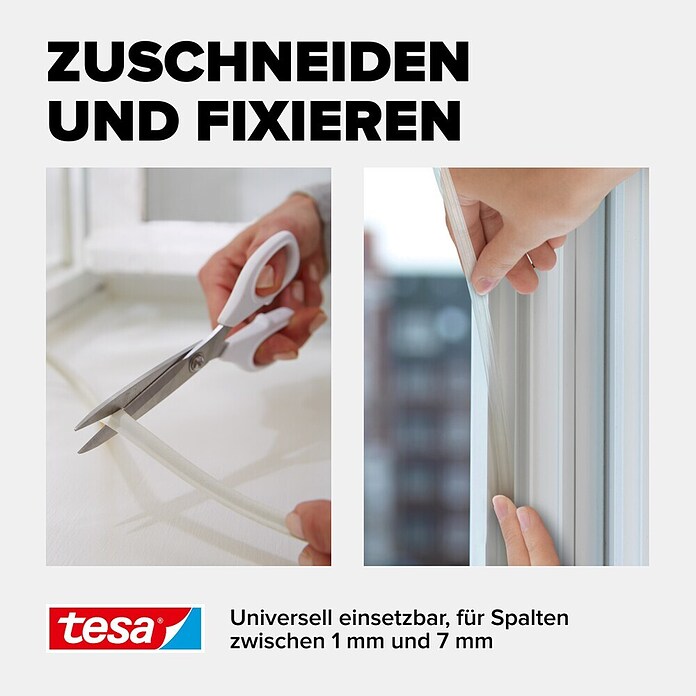 tesa MOLL Silikondichtung Premium Flexible (Transparent, 6 m x 9 mm x 7 mm, Geeignet für: Spaltenbreiten 1 - 7 mm)
