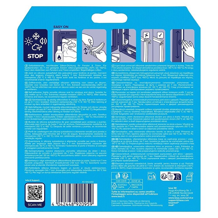 tesa MOLL Silikondichtung Premium Flexible (Transparent, 6 m x 9 mm x 7 mm, Geeignet für: Spaltenbreiten 1 - 7 mm)