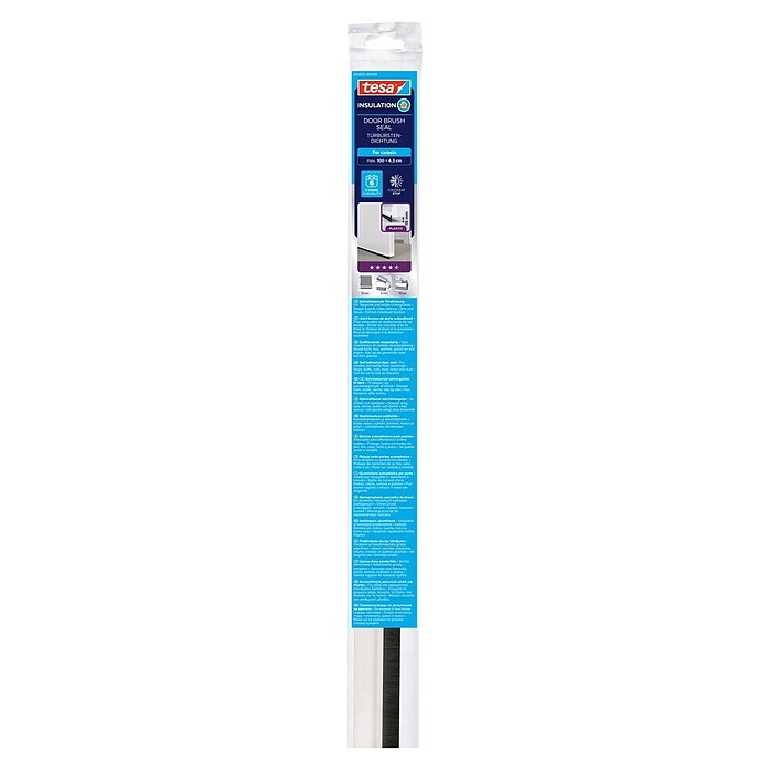 tesa MOLL Türdichtschiene Textil (Weiß, 1 m x 43 mm, Geeignet für: Spaltenbreiten bis 15 mm)