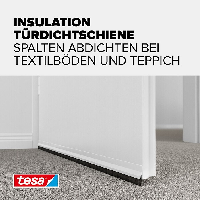 tesa MOLL Türdichtschiene Textil (Weiß, 1 m x 43 mm, Geeignet für: Spaltenbreiten bis 15 mm)