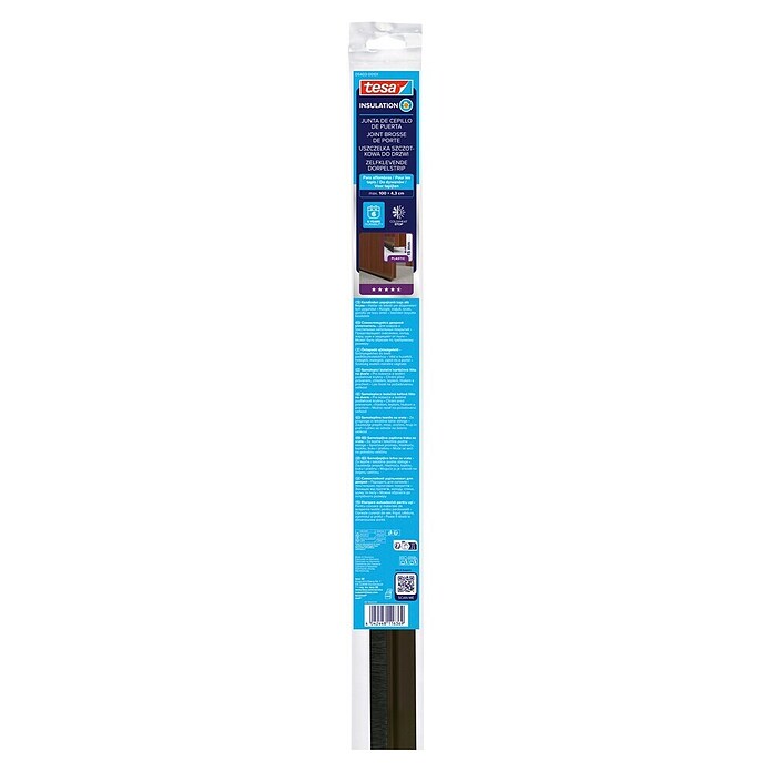 tesa MOLL Türdichtschiene Textil (Braun, 1 m x 43 mm, Geeignet für: Spaltenbreiten bis 15 mm)
