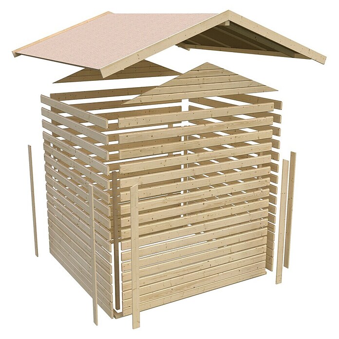 Karibu Gartenhaus Amberg (L x B: 186 x 186 cm, Wandstärke: 19 mm, Satteldach)