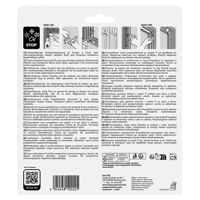 tesa MOLL P-Profildichtung (Braun, 10 m x 9 mm x 5,5 mm, Geeignet für: Spaltenbreiten 2 - 5 mm)