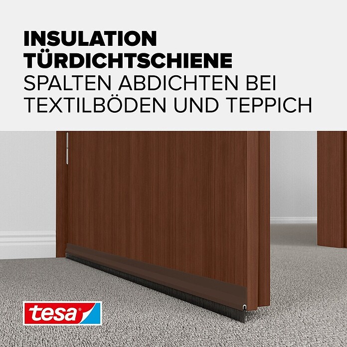 tesa MOLL Türdichtschiene Textil (Braun, 1 m x 43 mm, Geeignet für: Spaltenbreiten bis 15 mm)