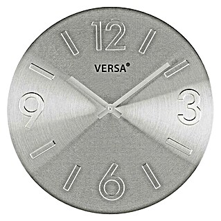 Reloj de pared redondo Plata (Plateado, Diámetro: 35,5 cm)
