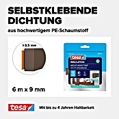 tesa MOLL Dichtungsstreifen Standard I-Profil (Braun, 6 m x 9 mm x 4 mm, Geeignet für: Spaltenbreiten 1 - 3,5 mm)