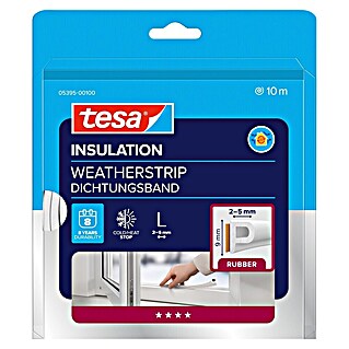 Tesa INSULATION Dichtungsband GUMMI L (L x B x H: 10 m x 9 mm x 5,5 mm, Weiß)
