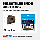 tesa MOLL P-Profildichtung (Braun, 10 m x 9 mm x 5,5 mm, Geeignet für: Spaltenbreiten 2 - 5 mm)