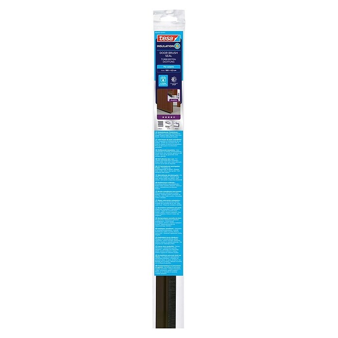 tesa MOLL Türdichtschiene Textil (Braun, 1 m x 43 mm, Geeignet für: Spaltenbreiten bis 15 mm)