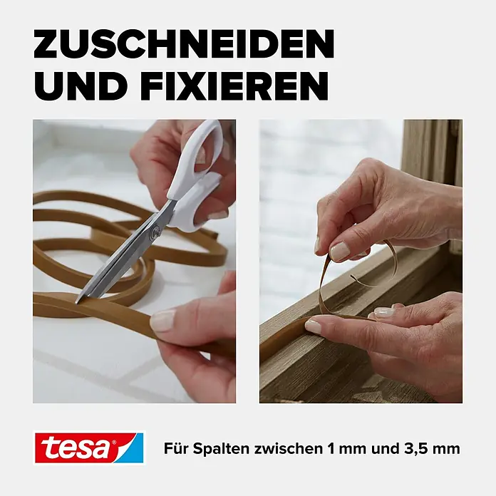 Tesa INSULATION Dichtungsband Gummi S - Braun, 10 m x 9 mm x 4 mm, Geeignet für: Spaltenbreiten 1 - 3,5 mm - Hände schneiden und befestigen braunen flexiblen Dichtungsstreifen am Fensterrahmen zur Spaltenisolierung.