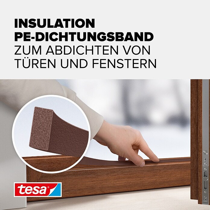 tesa MOLL Dichtungsstreifen Standard I-Profil (Braun, 6 m x 9 mm x 4 mm, Geeignet für: Spaltenbreiten 1 - 3,5 mm)