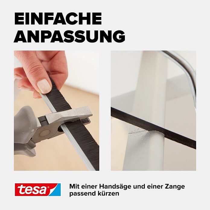 tesa MOLL Türdichtschiene Textil (Weiß, 1 m x 43 mm, Geeignet für: Spaltenbreiten bis 15 mm)