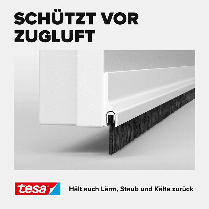 tesa MOLL Türdichtschiene Textil (Weiß, 1 m x 43 mm, Geeignet für: Spaltenbreiten bis 15 mm)