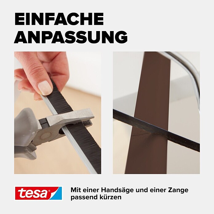 tesa MOLL Türdichtschiene Textil (Braun, 1 m x 43 mm, Geeignet für: Spaltenbreiten bis 15 mm)