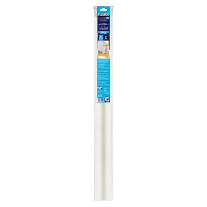 Tesa INSULATION Türbodendichtung Doppel-Dichtung - Weiß, 0,95 m x 25 mm, Geeignet für: Glatte Böden - Tesa weißer Schaumstoff-Doppeltürstopper zur Isolierung und Zugluftabdichtung.